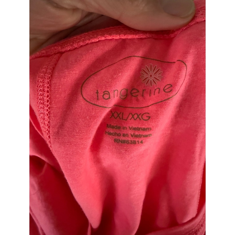 Tangerine Womens XXL Coral Pink Ruched Side V-Neck Activewear T-Shirt NWT - Picture 5 of 5